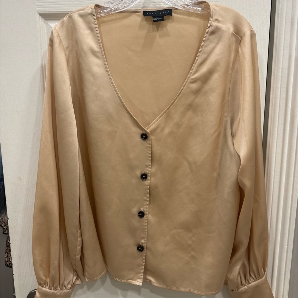 Sanctuary Women's Cream Button-Up Blouse